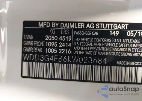 2019 Mercedes-Benz A 220 4Matic из США, поврежденный, VIN WDD3G4FB6KW023684